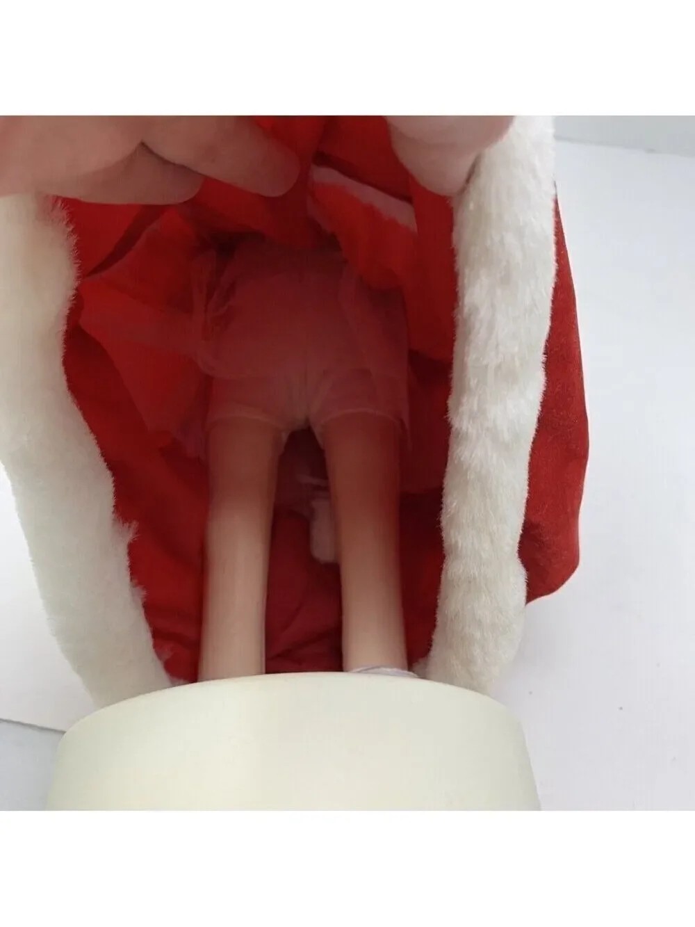 Vintage Blonde Christmas Caroler Doll READ Red Velvet White Faux Fur Holiday